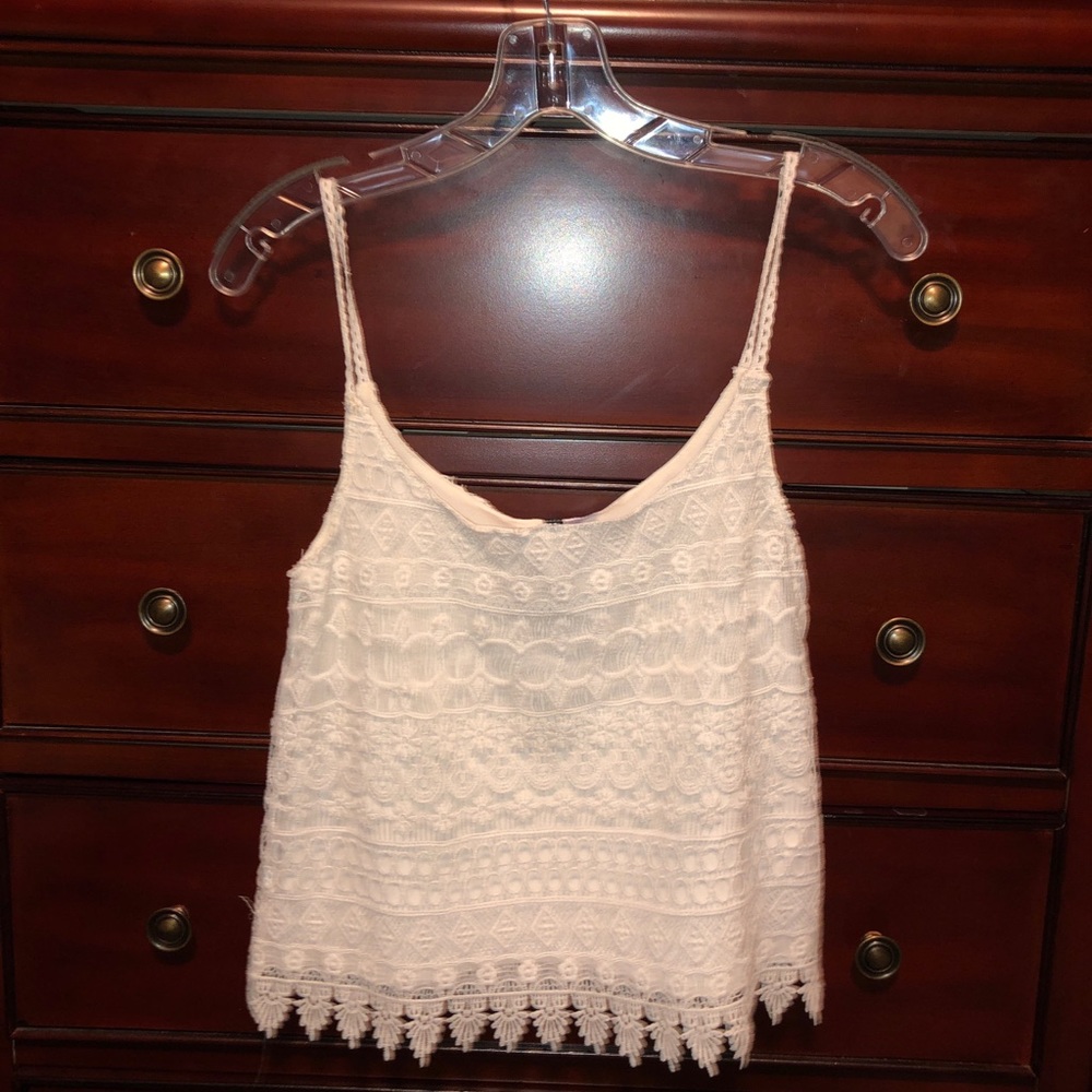 White lace spaghetti strap top